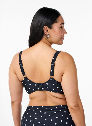 Zizzi Bikinioverdel med bøyle og mønster, Svart, Model image number 2