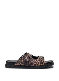Wide fit - Slip-on sandaler med nagler, Leopard AOP