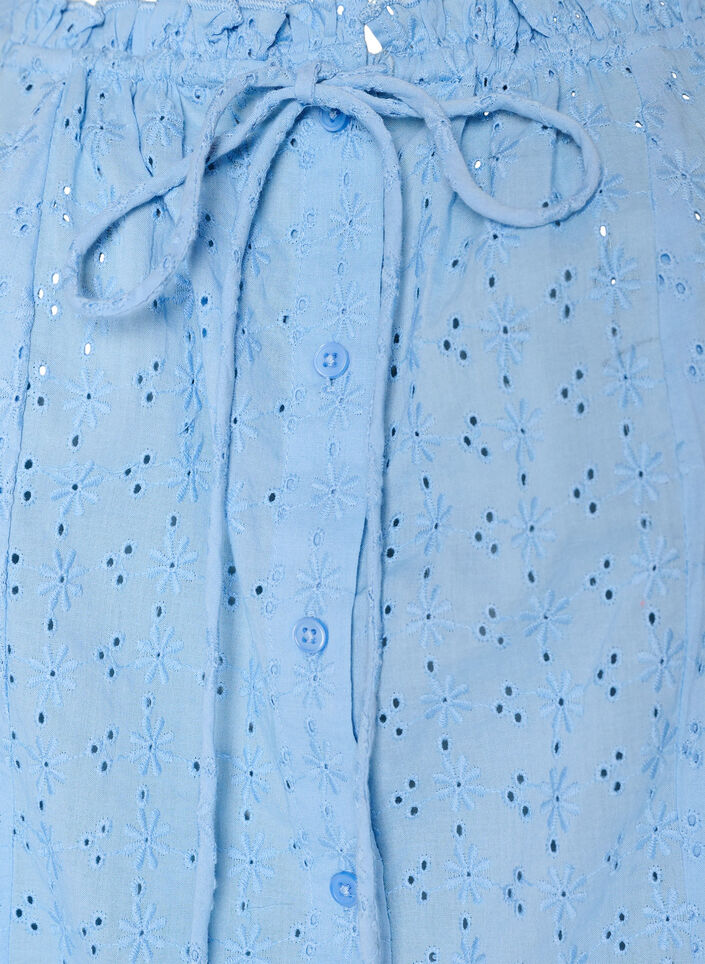 Ermel&oslash;s bluse med broderi anglaise og volanger, Bl&aring;, Packshot image number 2