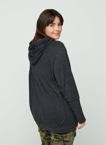 Sweatshirt med justerbar bunn, Black Mel., Model image number 1