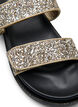 Wide fit - Glitter sandal med borrelåslukking, Gull, Packshot image number 3