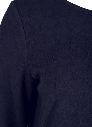 Lang bluse med rund hals og 3/4-ermer, Navy Blazer, Packshot image number 2