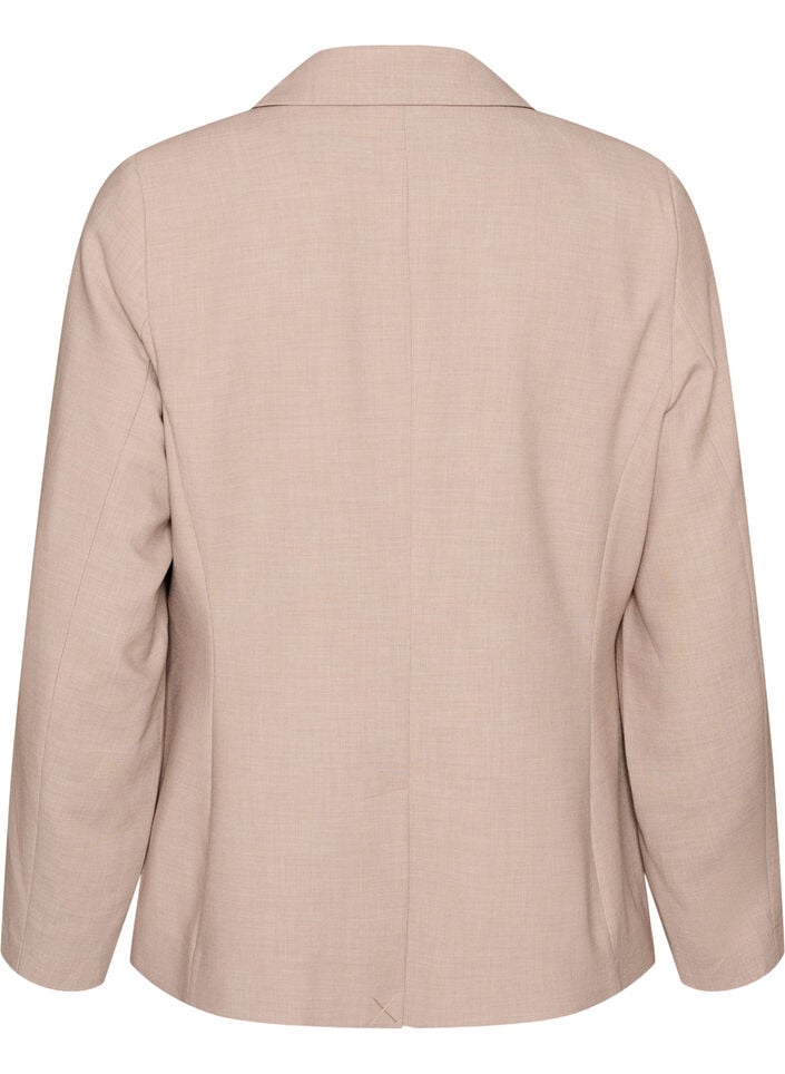 Klassisk blazer med enkel knappelukking og lommer, Beige, Packshot image number 1