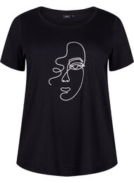 T-skjorte med glittermønster i bomull, Black Shimmer Face