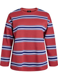 Jerseybluse med brede striper, Rød