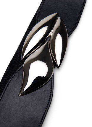 Zizzi Elastisk midjebelte med sølvfarget spenne, Black Silver Buckle, Packshot image number 1