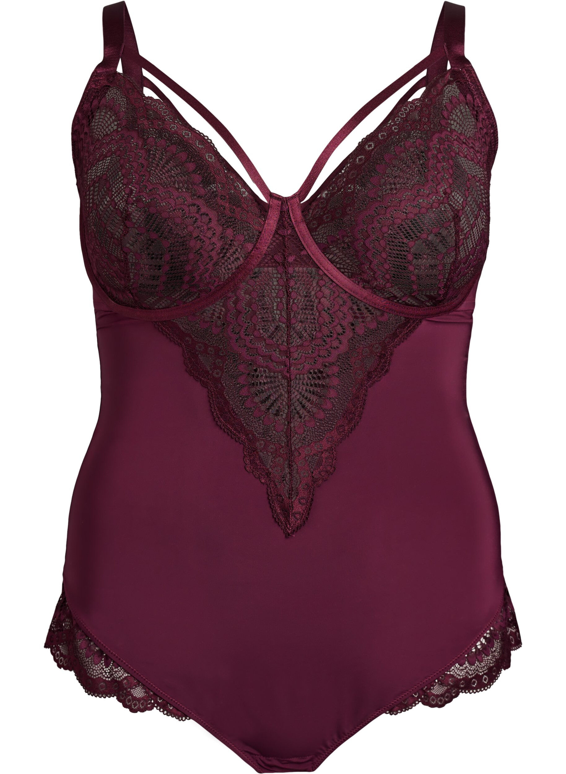 ZizziUnderwired blondebody med stroppe-detalj, R&oslash;d, Packshot image number 0