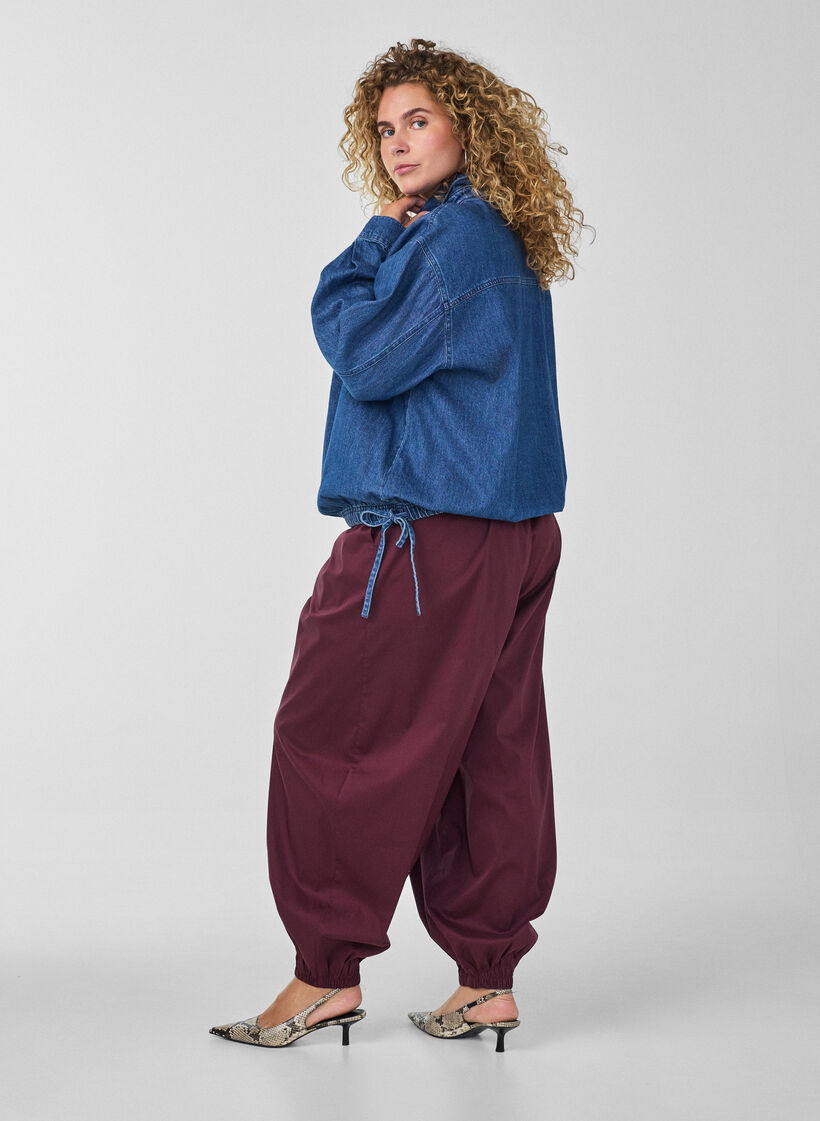 Denimbluse med ballongfasong, Bl&aring;, Model