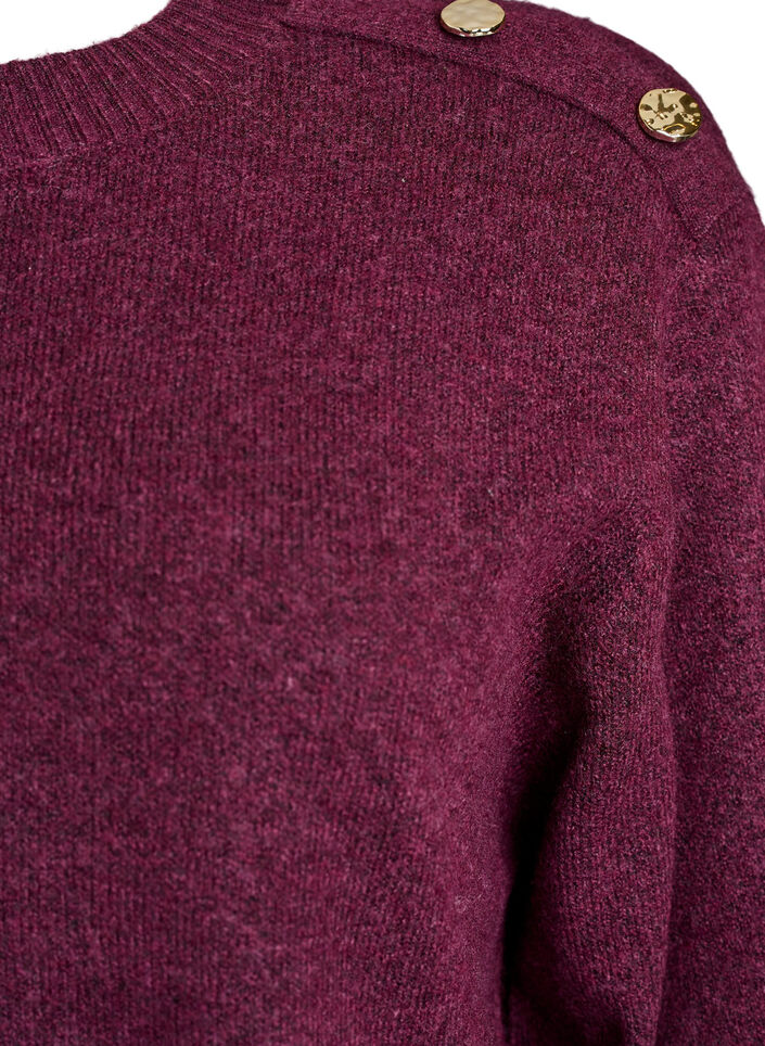 Strikket bluse med knappdetalj, M&oslash;rk Bordeaux, Packshot image number 2