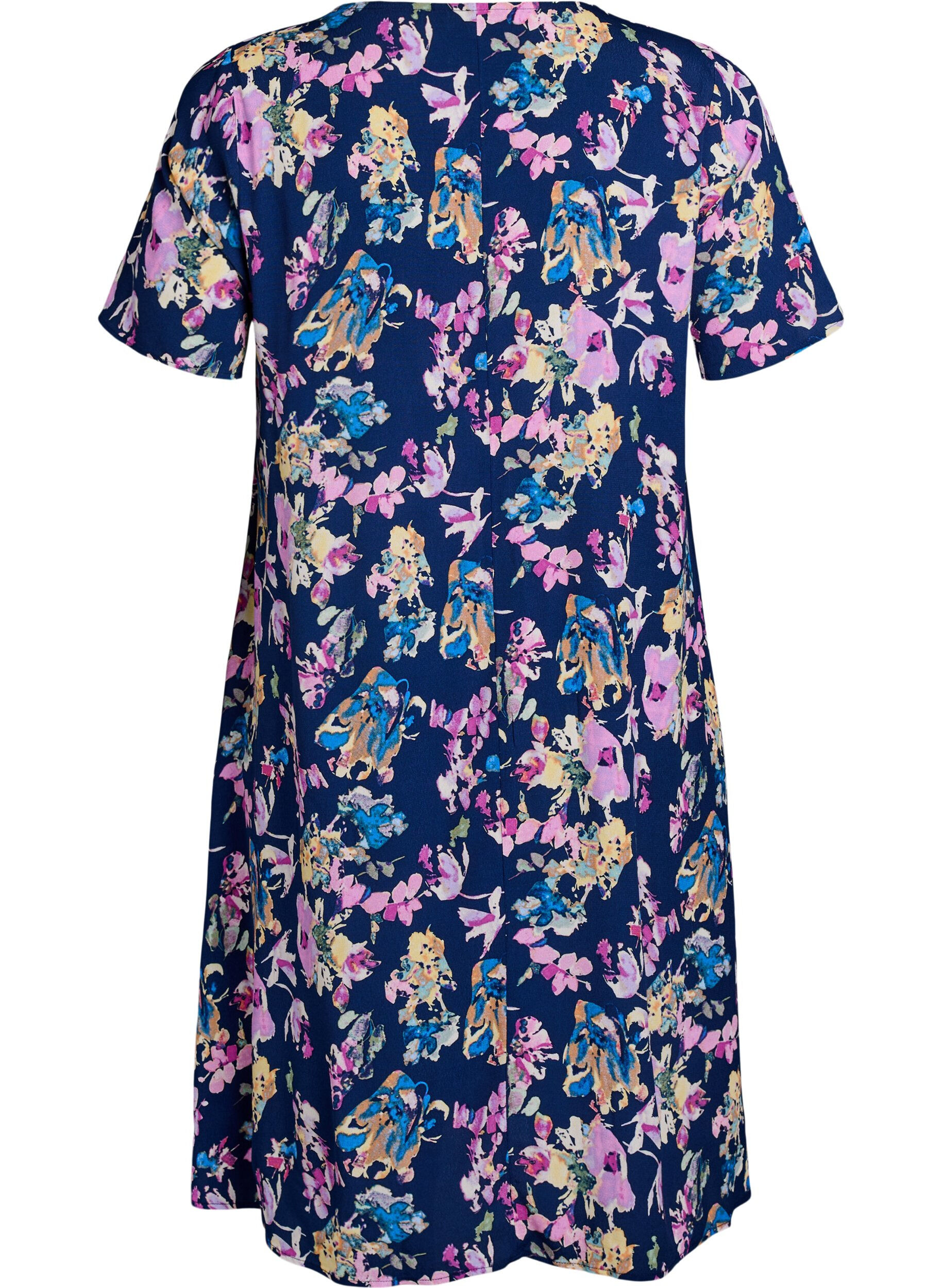 Zizzi Viskose A-line kjole, Bl&aring;, Packshot image number 1