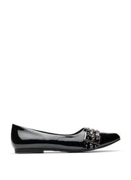 Wide fit - Ballerina med stropp og studs, Black