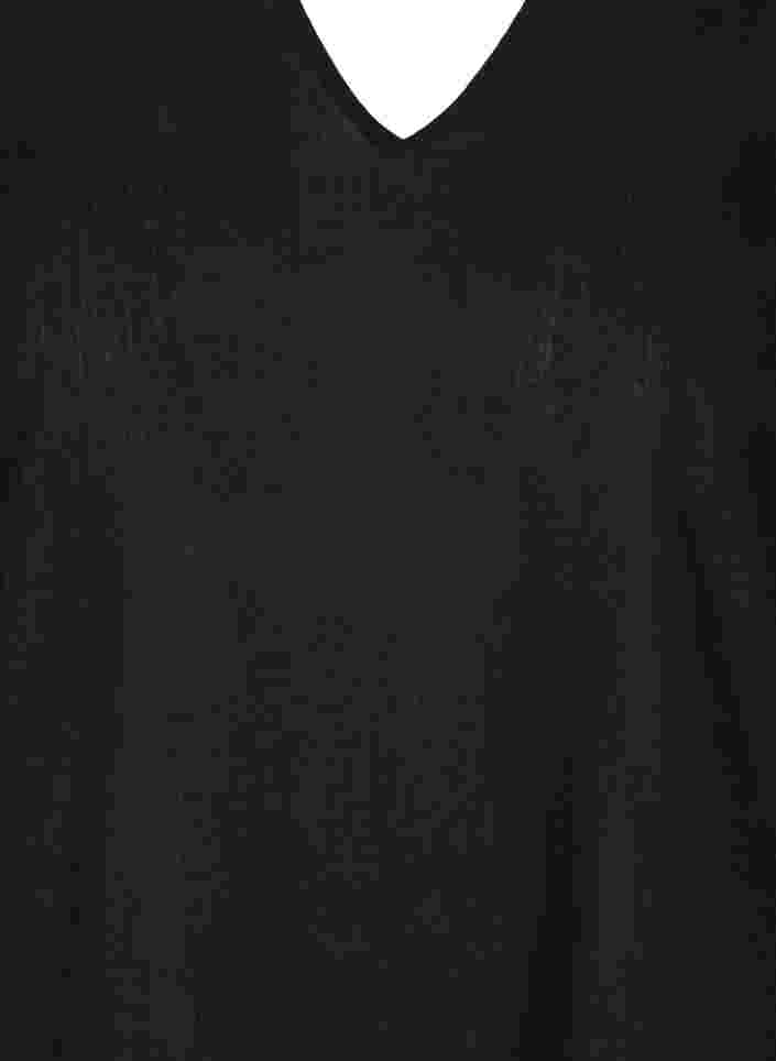 Kortermet kjole i bomullsmiks med lin, Black, Packshot image number 2