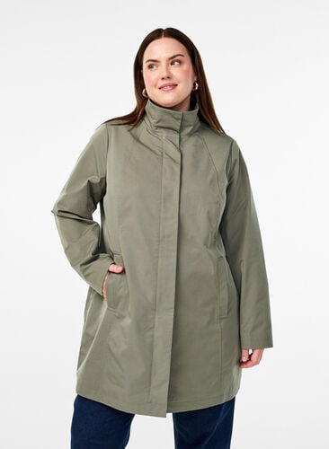 Zizzi Jakke med lommer og høy krage, Grønn, Model image number 0