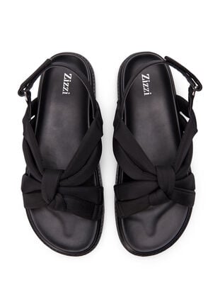 Sandal med bred passform og knutedetaljer, Black, Packshot image number 2