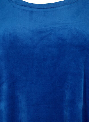 Velourkjole med korte ermer og rund hals	, Monaco Blue, Packshot image number 2