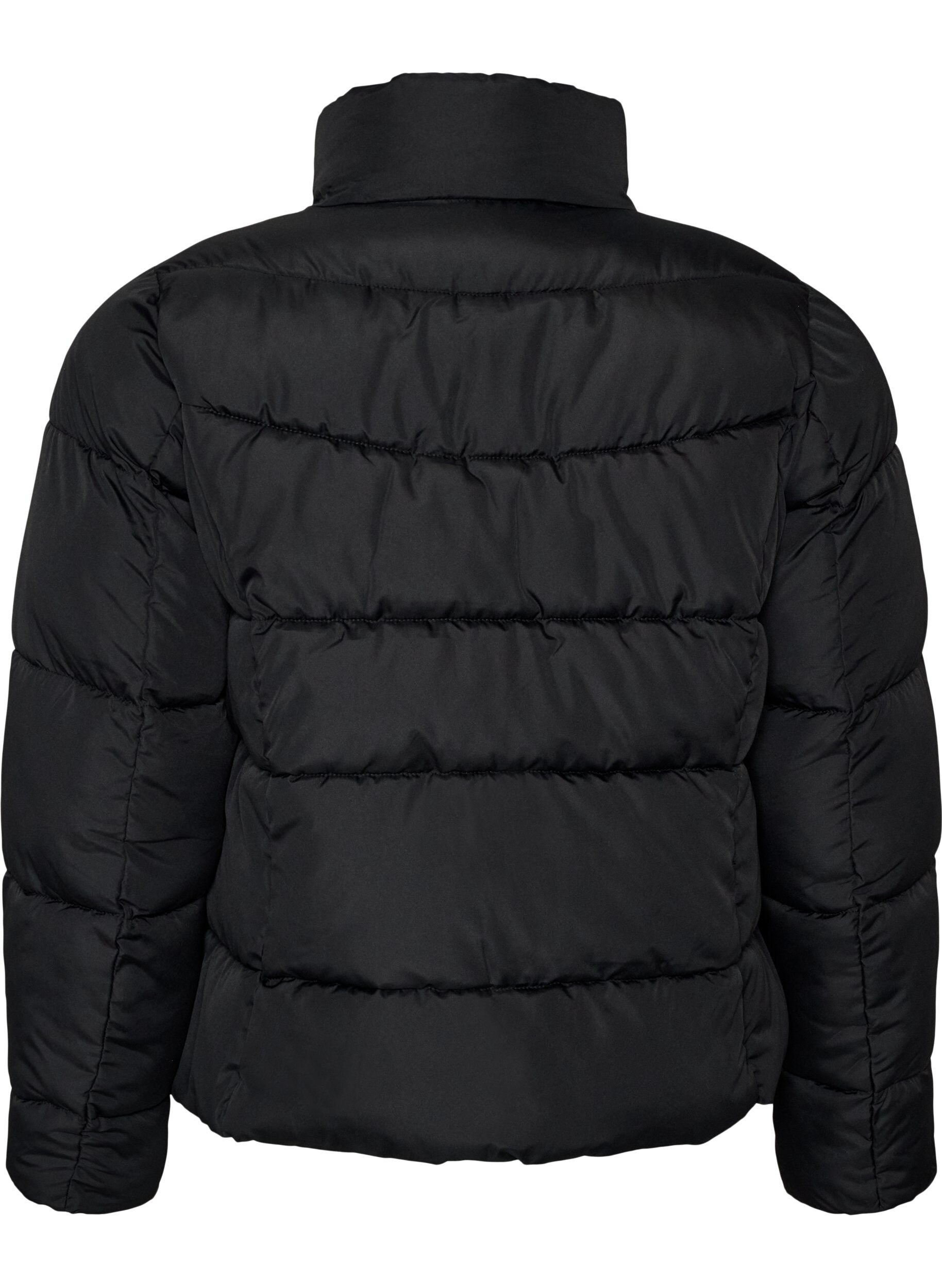 ZizziKort pufferjakke med h&oslash;y krage, Svart, Packshot image number 1