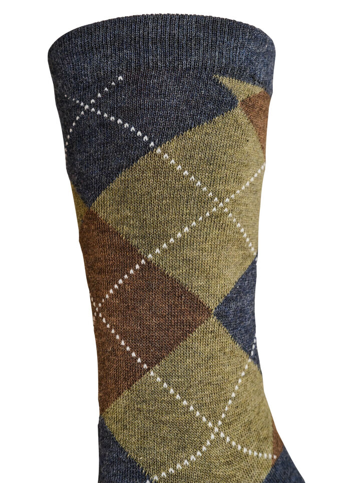 2-pakning med sokker med harlekintrykk, Brun, Packshot image number 3
