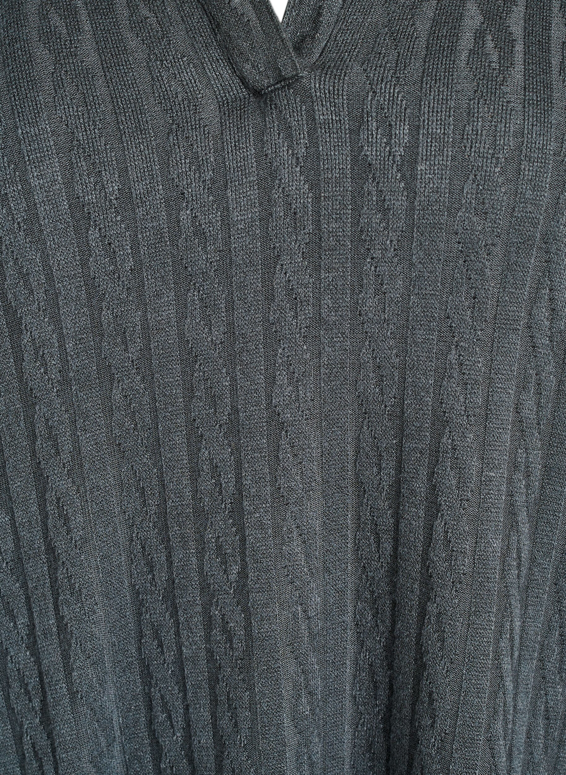 Zizzi Strikkebluse med krage og flettem&oslash;nster, Gr&oslash;nn, Packshot image number 2