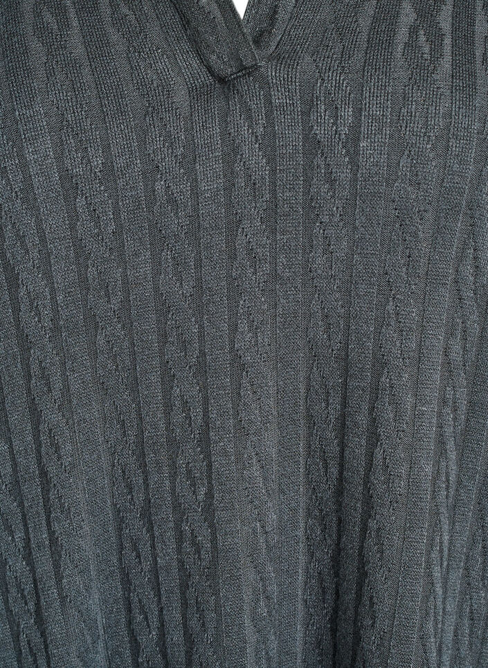 Strikkebluse med krage og flettemønster, Grønn, Packshot image number 2