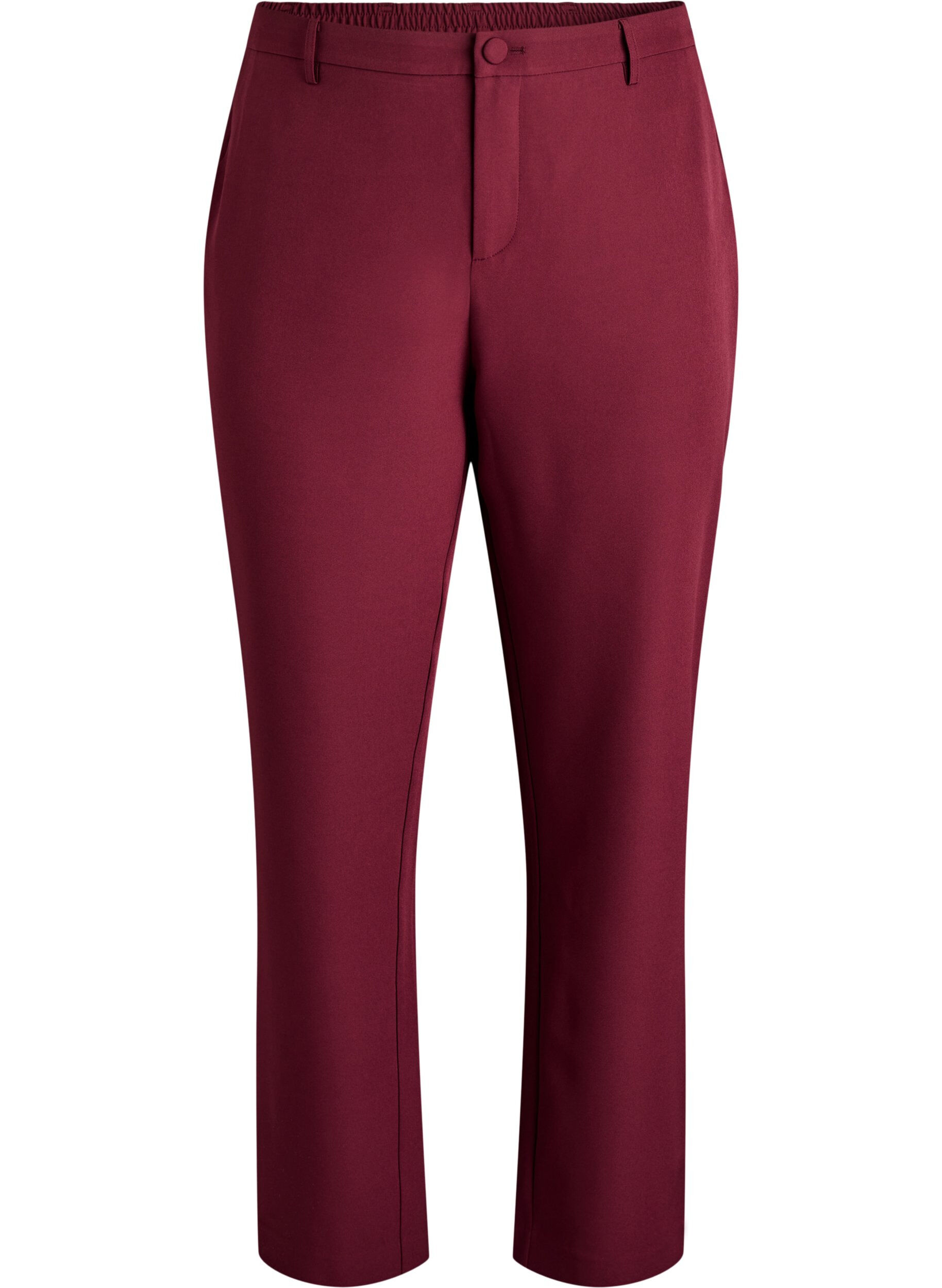 ZizziBukser med lommer og straight fit ben, R&oslash;d, Packshot image number 0
