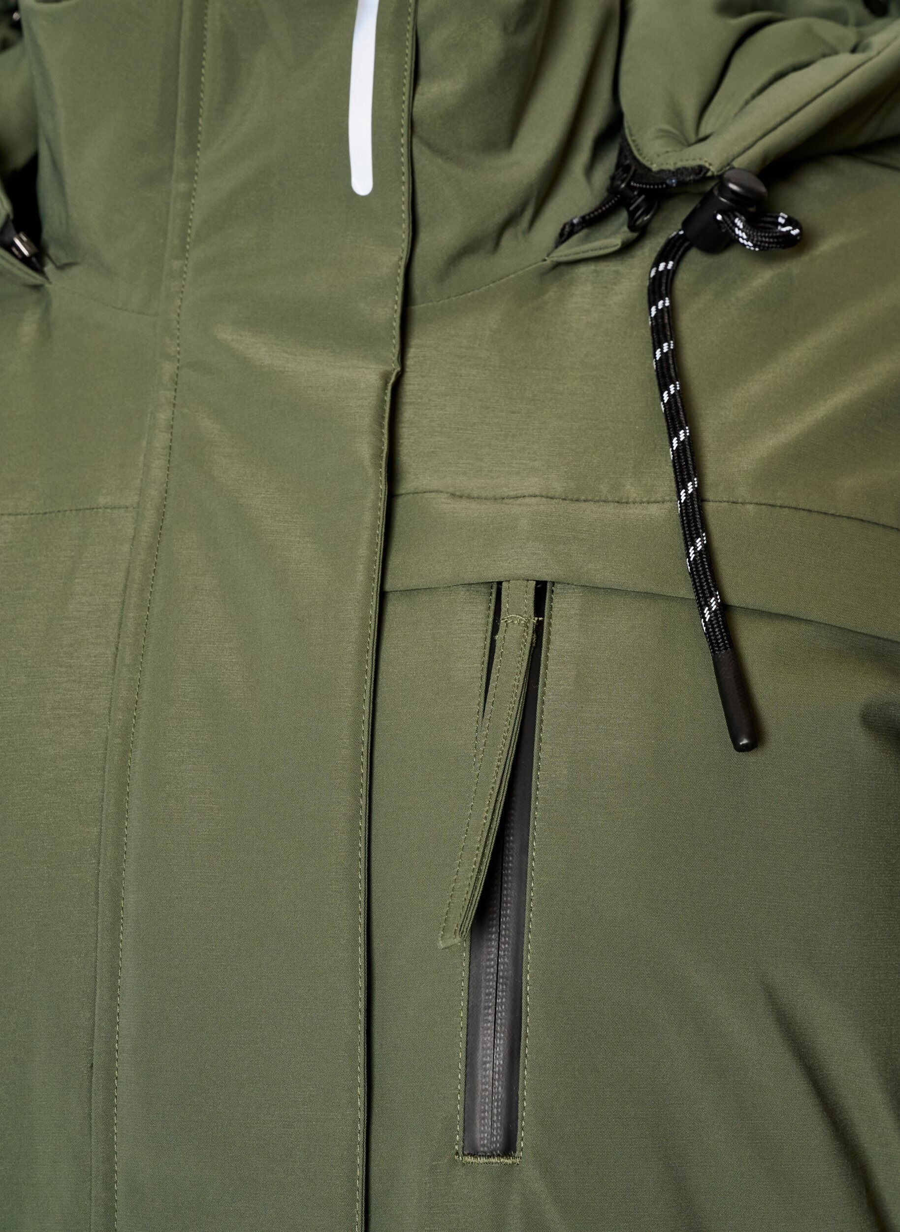 ZizziVannavst&oslash;tende parkas med hette og funksjonelle detaljer, Gr&oslash;nn, Packshot image number 2