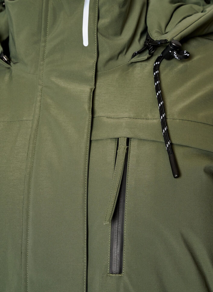 Vannavst&oslash;tende parkas med hette og funksjonelle detaljer, Gr&oslash;nn, Packshot image number 2