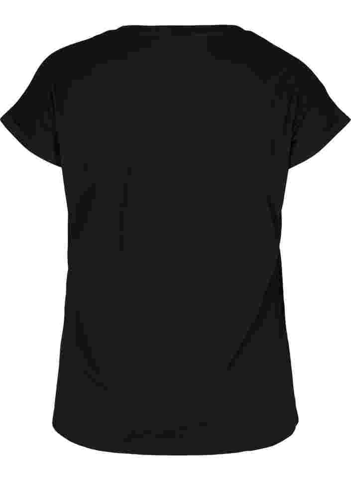 T-skjorte i bomullsmiks, Black, Packshot image number 1