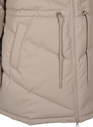 Zizzi Vannavstøtende pufferjakke med hette, Beige, Packshot image number 3