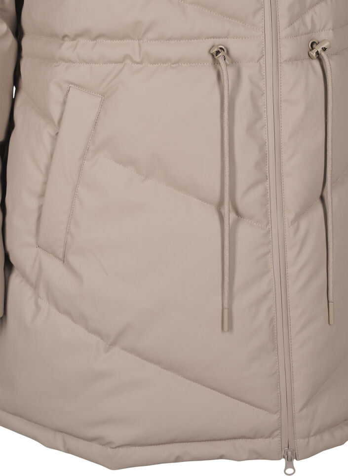 Vannavstøtende pufferjakke med hette, Beige, Packshot image number 3