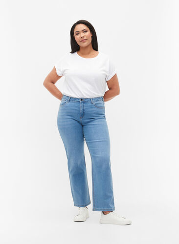 Kortermet T-skjorte i bomullsblanding, Bright White, Model image number 2