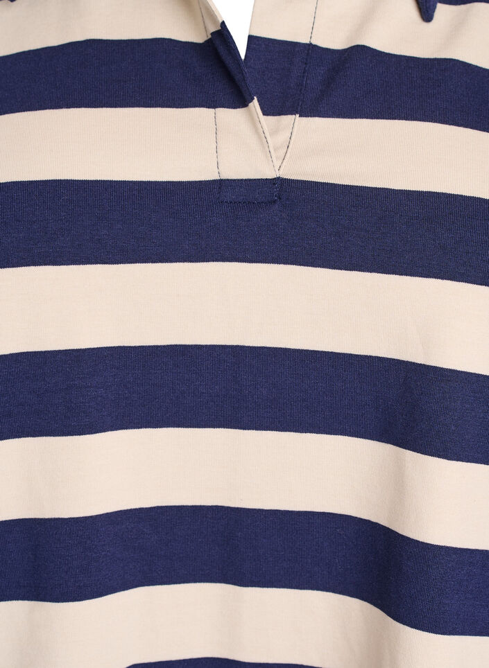 Langermet poloskjorte med brede striper, Blå, Packshot image number 2