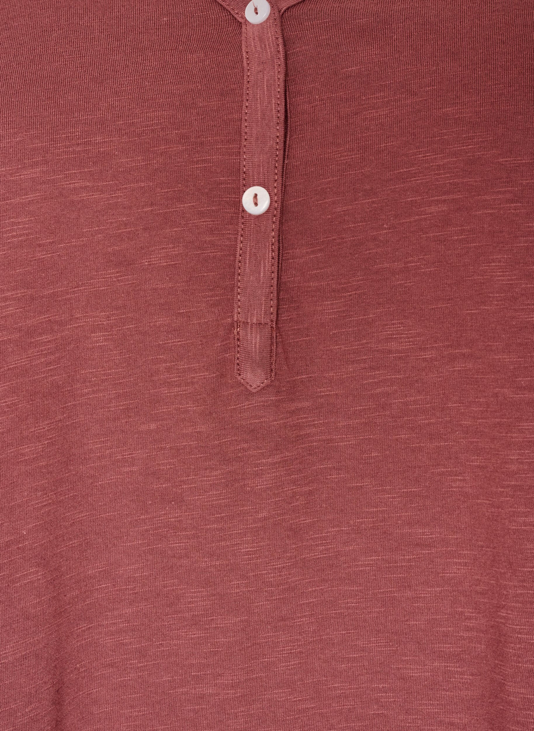 ZizziLangermet t-skjorte med V-hals og knapper, Brun, Packshot image number 2