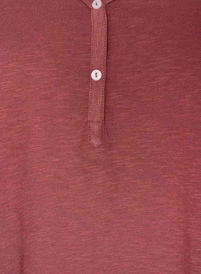 Langermet t-skjorte med V-hals og knapper, Brun, Packshot image number 2