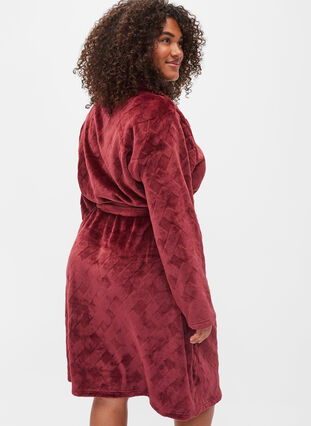 Morgenkåpe med glidelås og lommer, Rose, Model image number 1