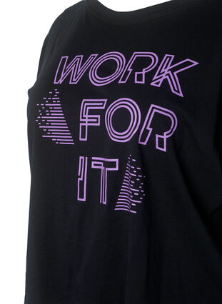 Treningst-skjorte i bomull med print, Black w. Work For It, Packshot image number 2