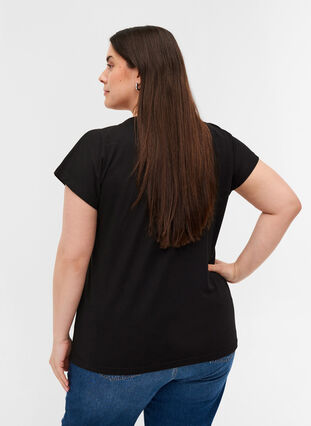 T-skjorte i bomull med et fargerikt trykk, Black W, Model image number 1