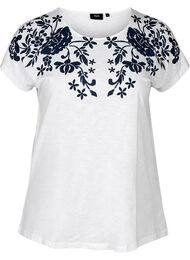 T-skjorte med pring, Bright White W. mood indigo