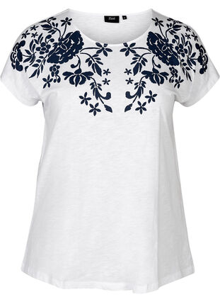 T-skjorte med pring, Bright White W. mood indigo, Packshot image number 0