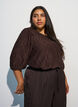 Bluse med tekstur og 3/4 ermer, Brun, Model image number 0