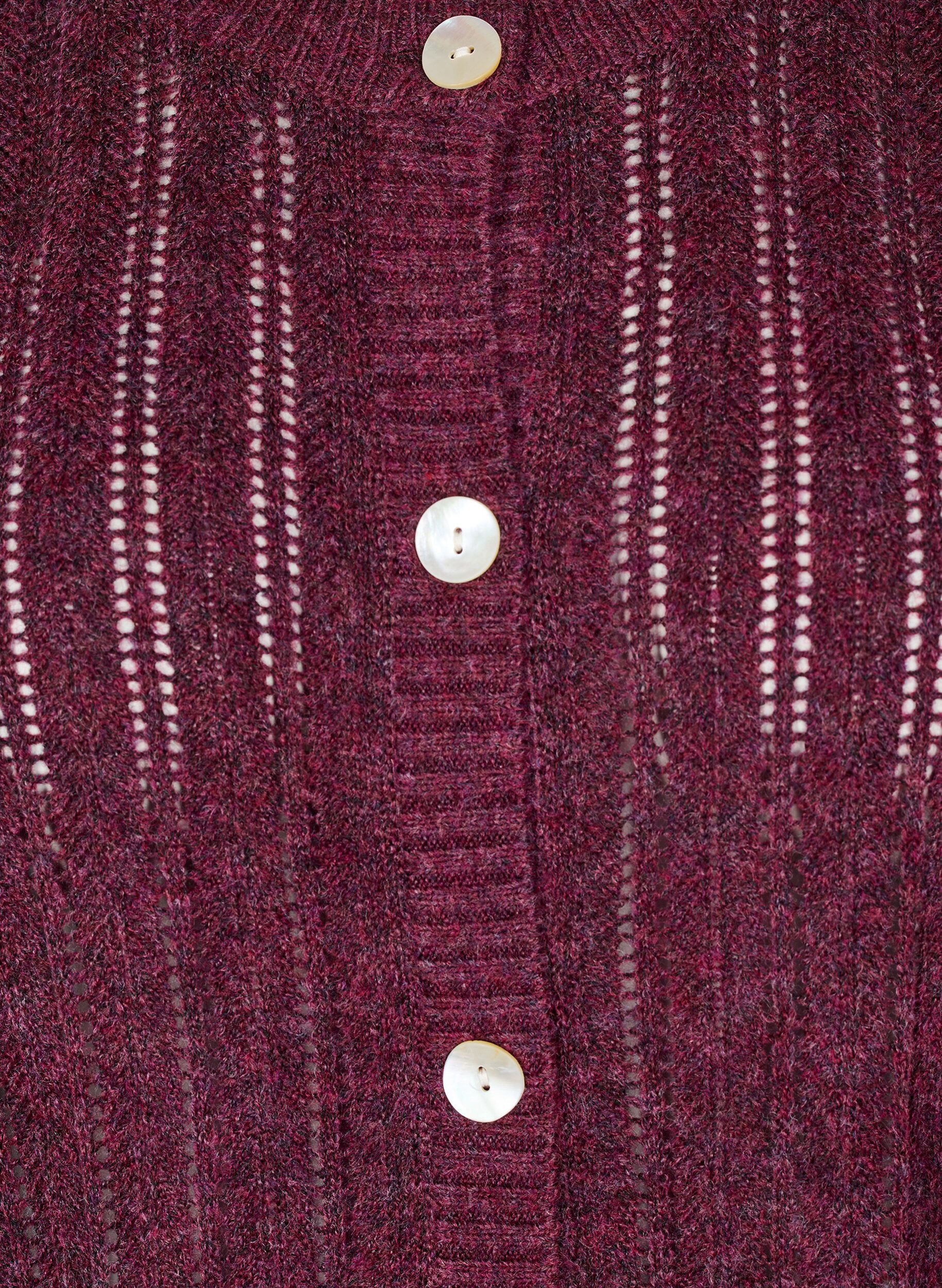 ZizziStrikket cardigan med &aring;pent m&oslash;nster, M&oslash;rk Bordeaux, Packshot image number 2