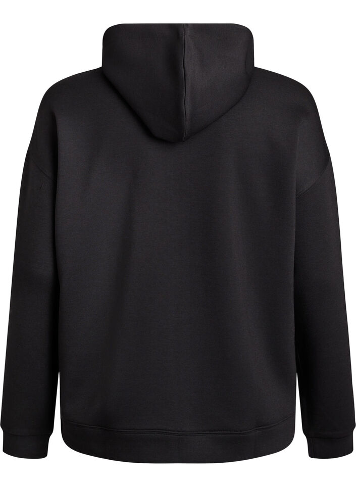 Scuba hettegenser med glidelås og lommer, Svart, Packshot image number 1