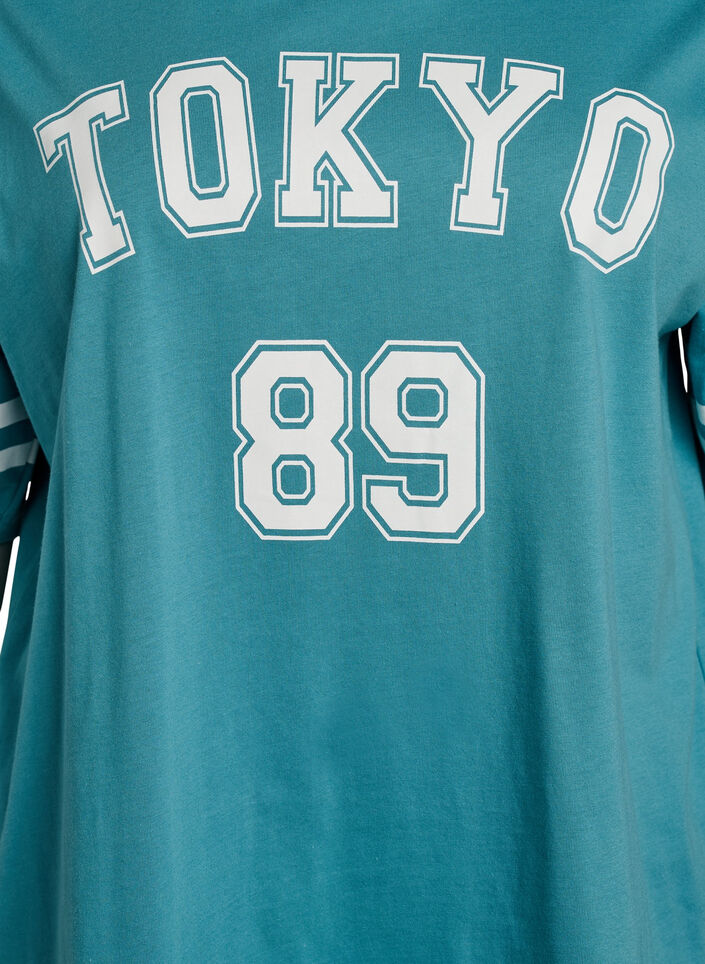 Sporty oversized college T-skjorte, Bl&aring;, Packshot image number 2