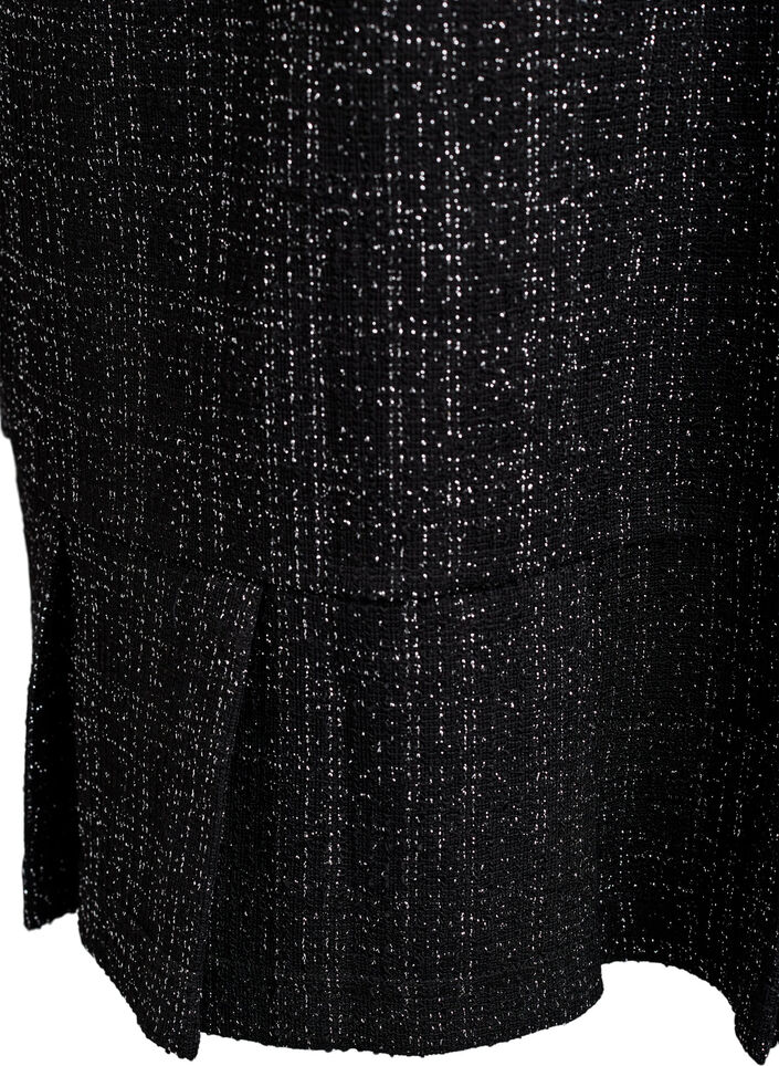 Kort boucl&eacute; kjole med dekorative knapper, Svart, Packshot image number 3