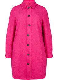 Lang skjortejakke i bouclé-look, Fuchsia Red, Packshot