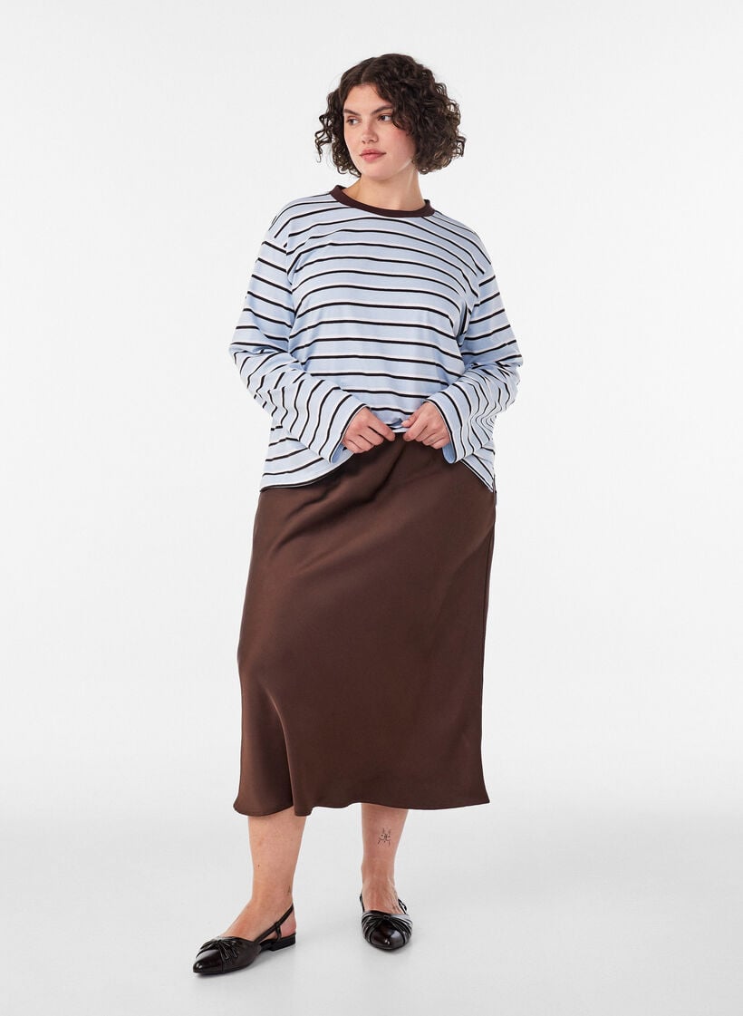 Midiskj&oslash;rt i sateng, Brun, Model image number 0