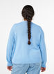 Flettestrikket cardigan med gullfargede knapper, Bl&aring;, Model image number 2