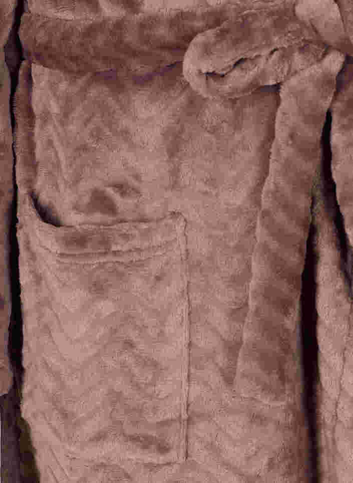 Korte mønstrete morgenkåpe med lommer, Rose Taupe, Packshot image number 3