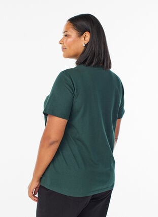 Zizzi Basic T-skjorte i bomull med rund hals, Grønn, Model image number 2