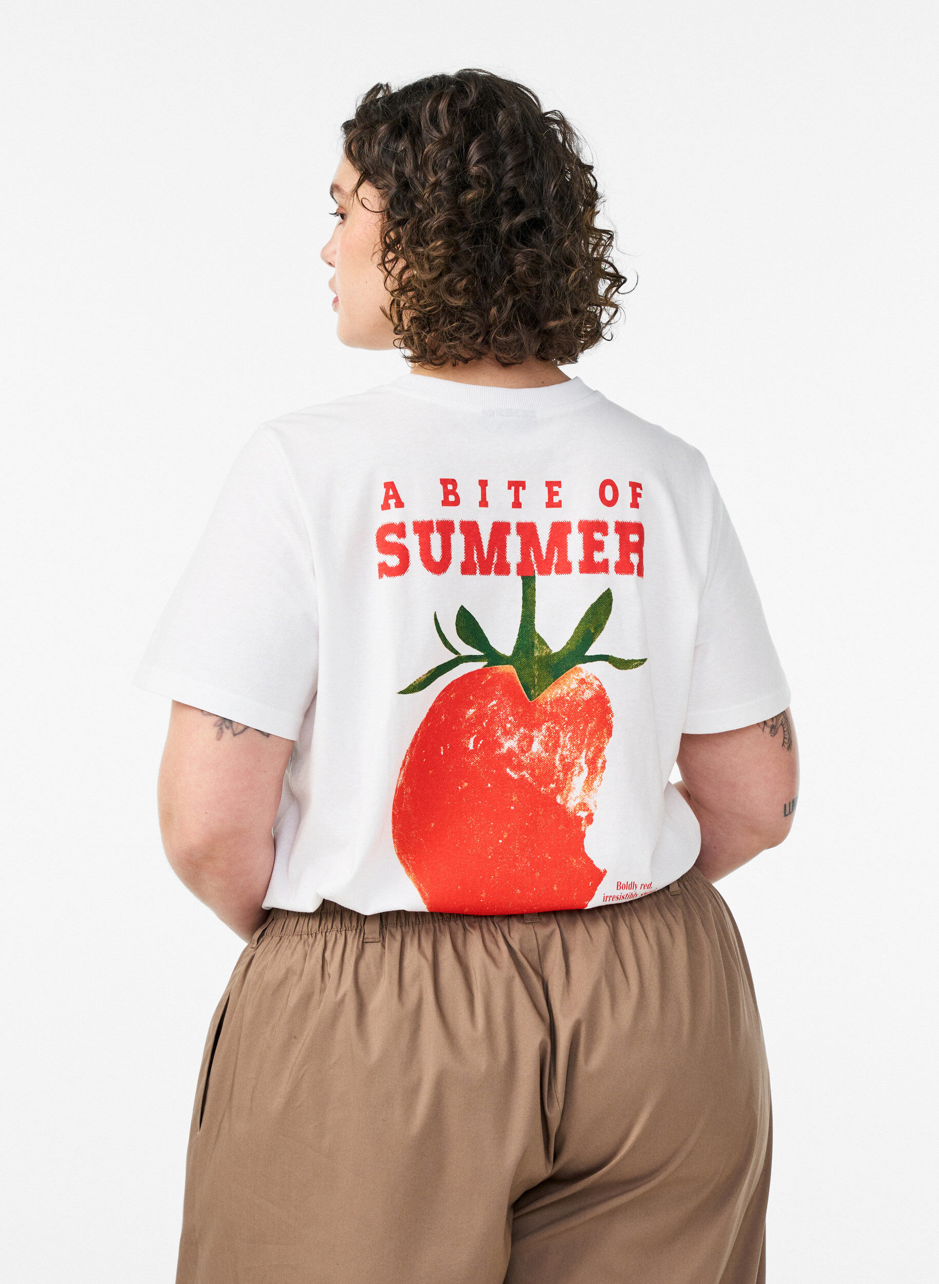 ZizziBomulls-T-skjorte med trykk, Hvit, Model image number 2