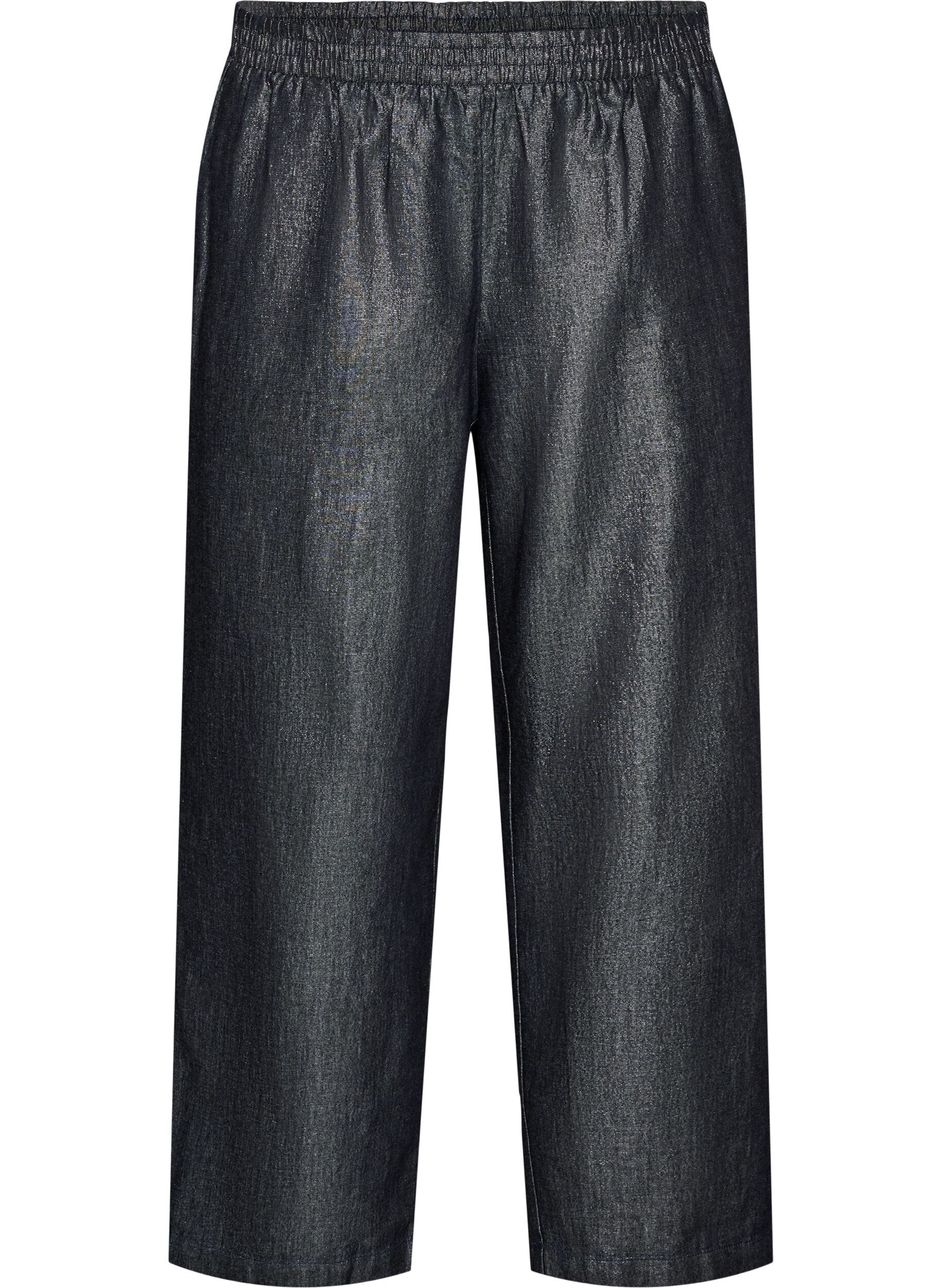 Jeans med rette ben og glittertr&aring;d